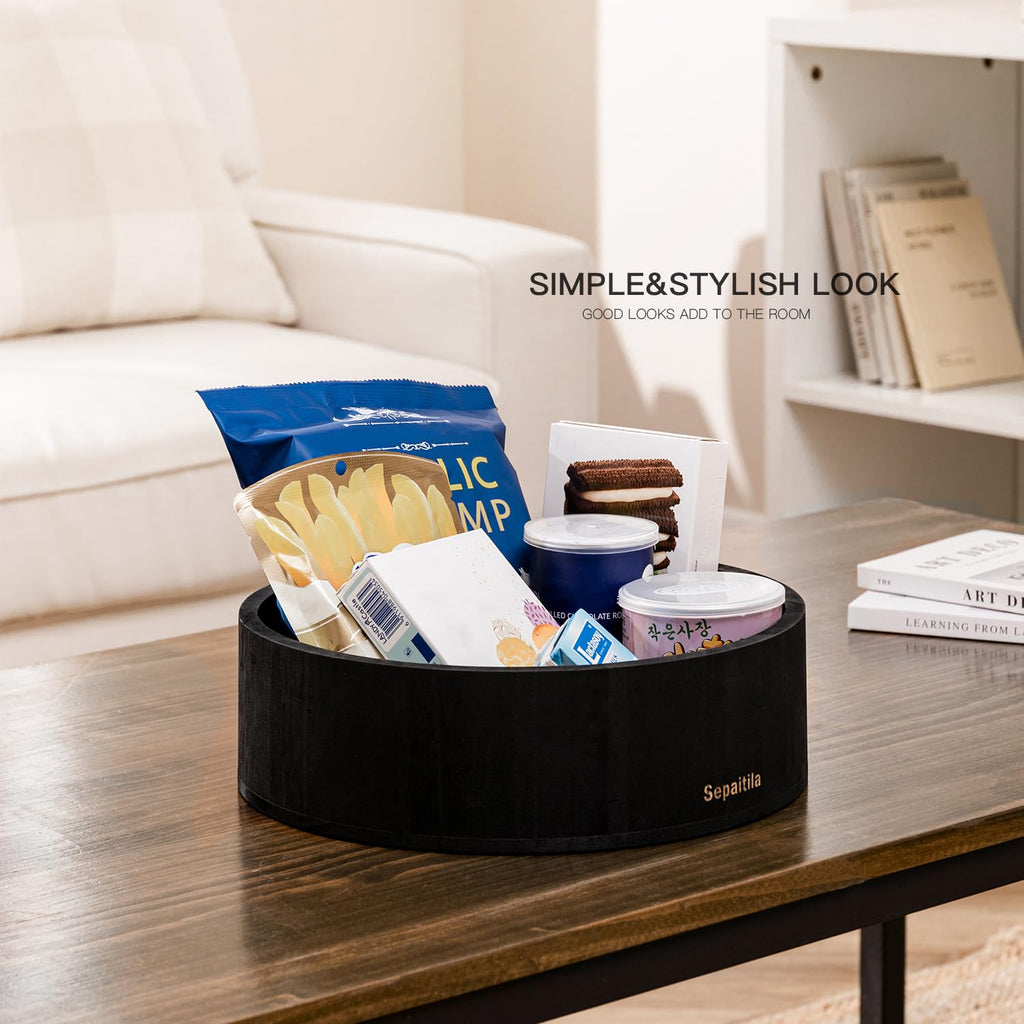 3 pcs Snack Organizer Wooden Snack Tray Countertop Organizer Black Snack Containers Condiment Holder Serving Tray Snack Storage Bin for Kitchen Office