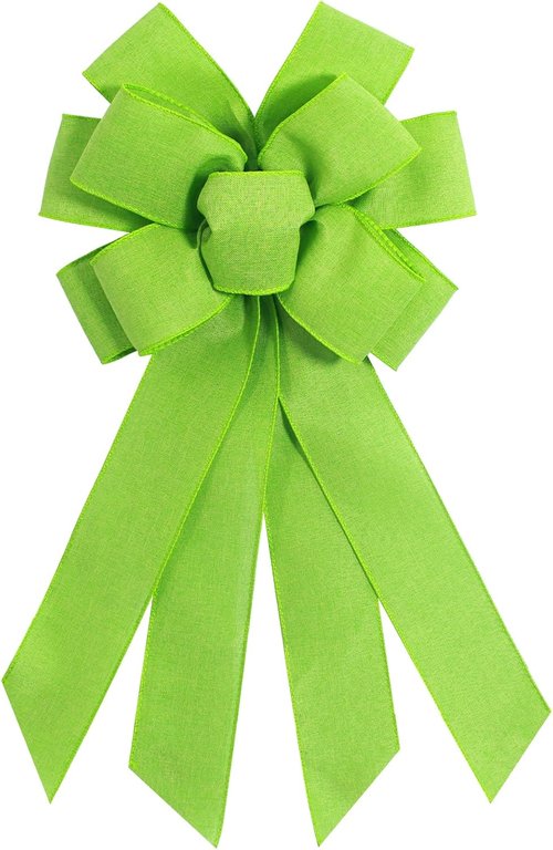 Light Green Burlap Wreath Bow - 20 x 11 Inches | Easter Decor & Farmhouse Style Front Door Ornament