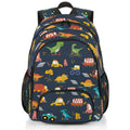 HUXINO Dinosaur Backpack for Kids 5-12, Boys Girls School, Bookbag with Dino & Vehicle Patterns, Lightweight Water Resistant Travel Backpack for Elementary Students