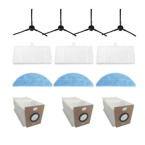 Replacement Accessories Kit For ILIFE A12 pro / V9 / V9 Pro Robot Vacuum,parts 4 Side Brushes 3 Mop Pads 3 Hepa Filters 3 dust bags