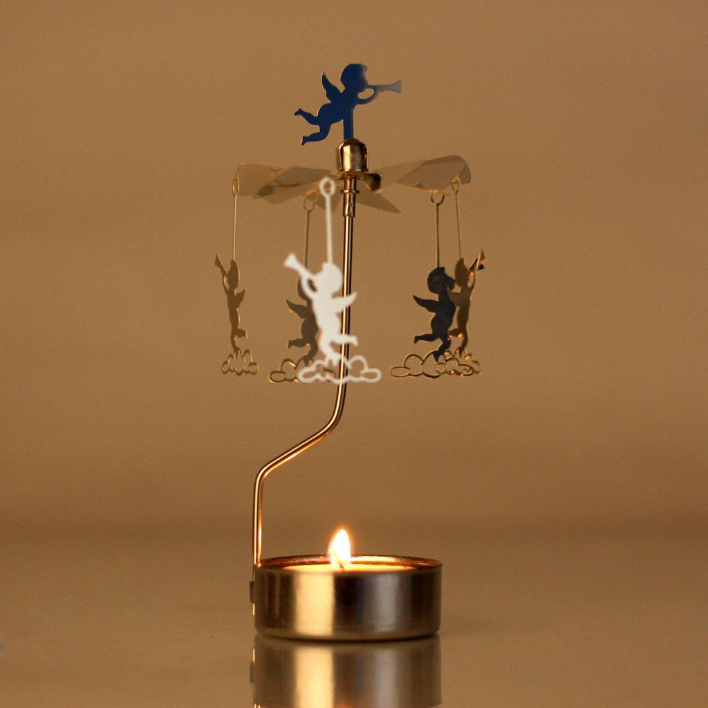 Skiennix Rotary Candle Holder - Spinning Metal Design | Small Angel Gift for Home Decor