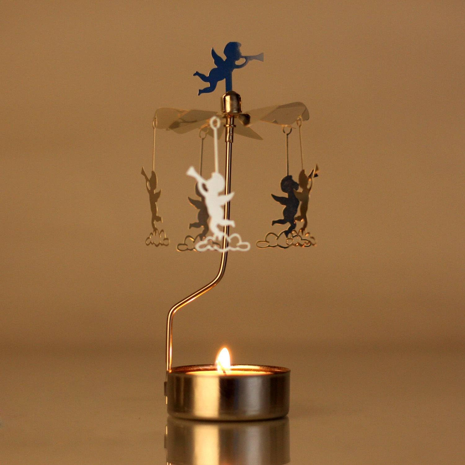 Skiennix Rotary Candle Holder - Spinning Metal Design | Small Angel Gift for Home Decor