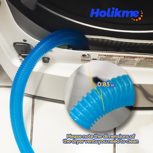 Holikme Dryer Vent Cleaner Kit - Lint Remover Vacuum Attachment Brush | Duct Cleaning Tool in Blue