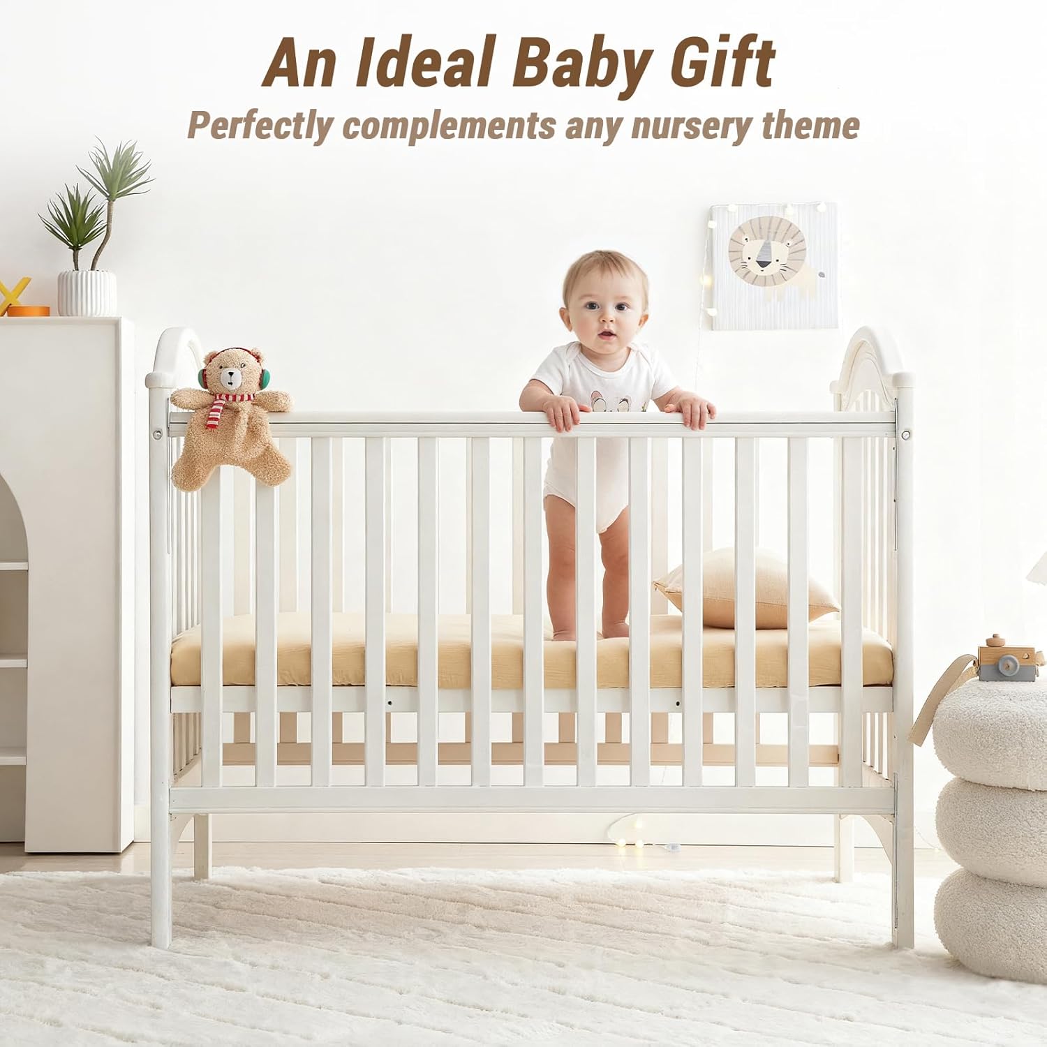 Bailix Heavyweight Muslin Baby Crib Sheets - 2PCS Neutral Fitted Sheets | Soft 100% Organic Cotton (Cream, Coffee)