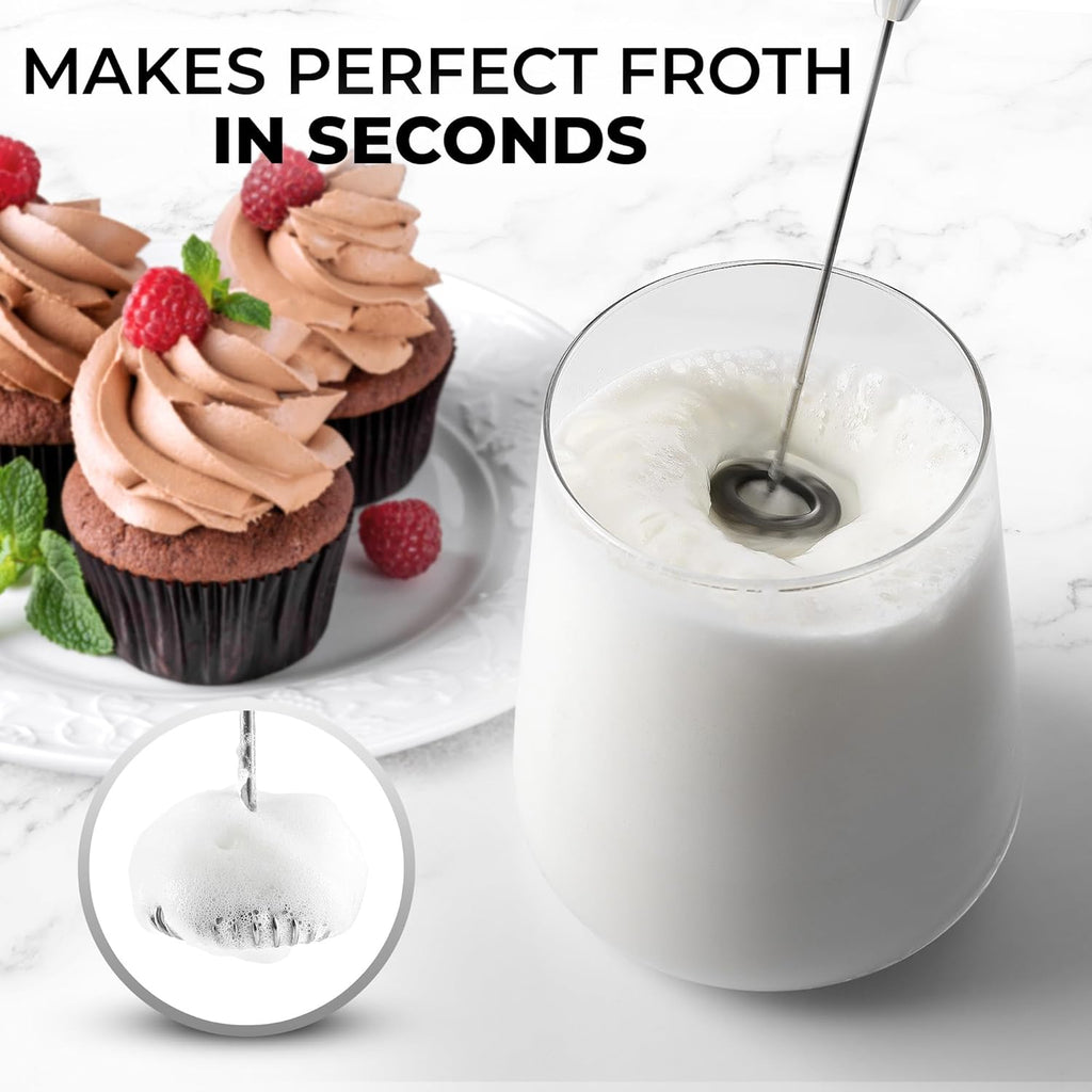 Zulay Classic Coffee Frother Electric - Battery Operated Coffee Blender Handheld - Easy To Use Coffee Whisk Frother - Portable Mini Mixer For Drinks, Coffee, Matcha, Latte (Ocean Aqua)