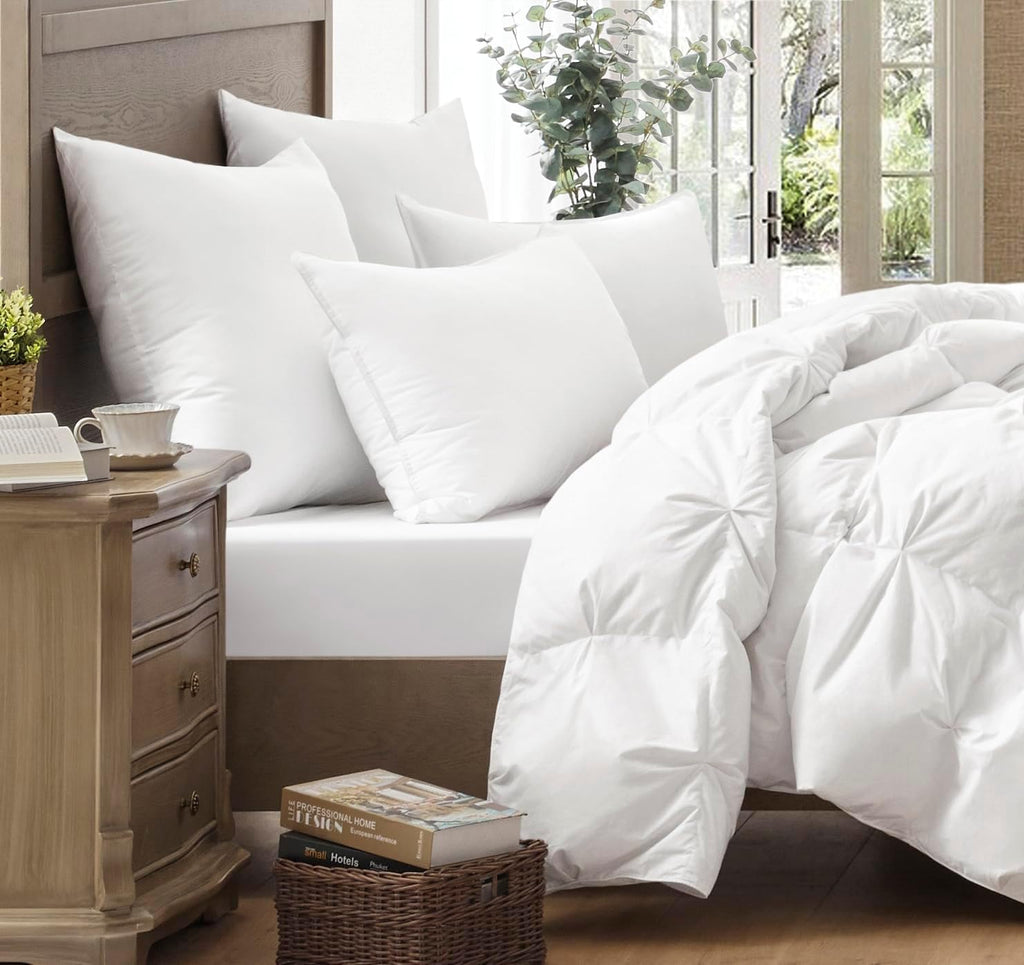 Puredown® Goose Feather & Down Pillows - 100% Cotton Cover, Set of 2 | Standard Size, Hotel Quality