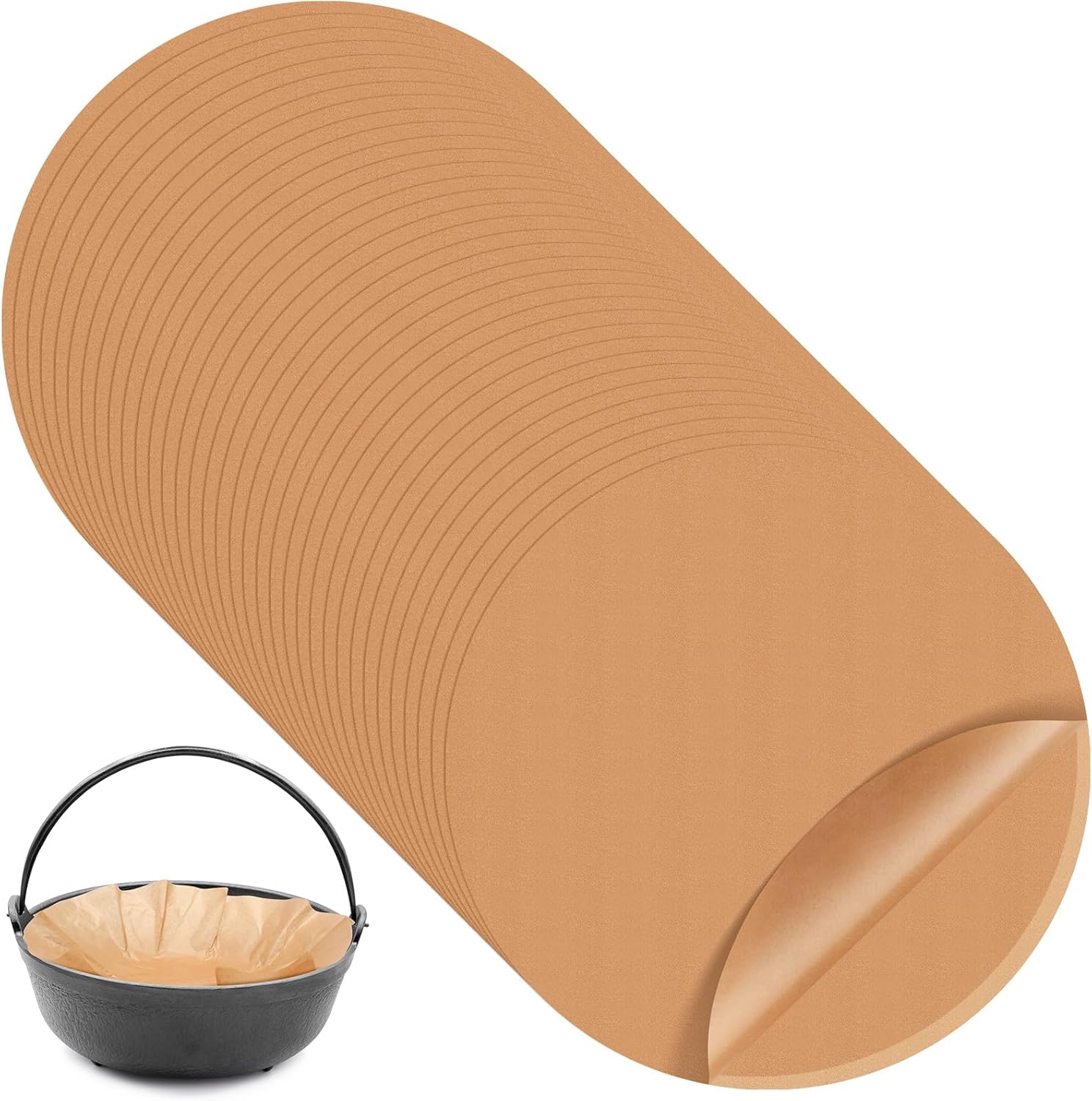 Teenyyou 40 Pcs Round Parchment Paper Liners - 20 Inch Unbleached Baking Paper for Dutch Ovens, Air Fryers & More