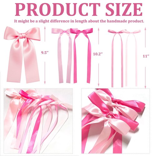 Pink Bow Wall Décor Backdrop Ribbon Bow Garland DIY Pink Bows Party Decorations for Baby Shower Women Girls Coquette Birthday Christmas Room Bedroom Decoration 50Pcs