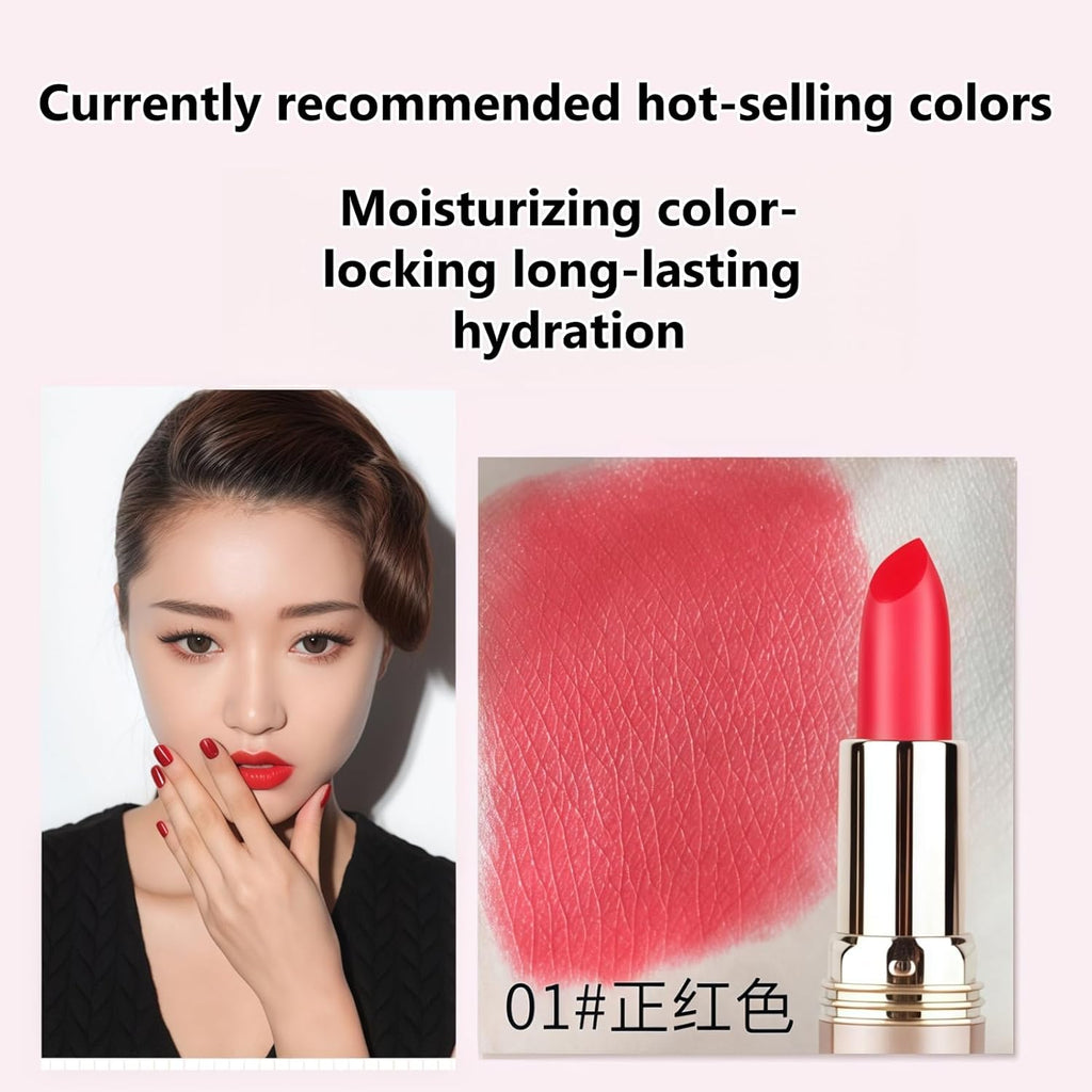 Alobon Long-Lasting Deep Red Lipstick - Moisturizing Formula for Vibrant Color (10* Aunt Color)