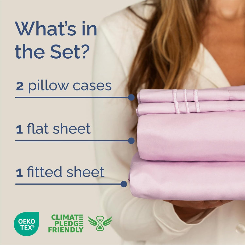 Queen Size Sheet Set by [Brand Name] - Comfy, Breathable & Cooling Luxury Bedding - Deep Pockets, Soft & Wrinkle-Free - Light Pink