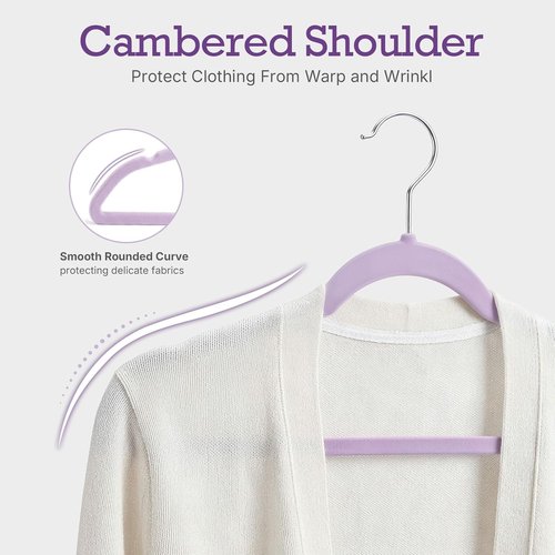 HOUSE DAY Velvet Hangers - 60 Pack Non-Slip Heavy Duty Felt Coat Hangers | Lt-Purple Slim Design for Closet Organization