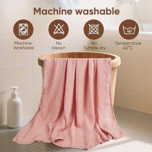 MIGIOL Muslin Swaddle Blankets - Soft & Breathable Newborn Essentials | 47x47 Inches, 3-Pack (Pink & Coffee)