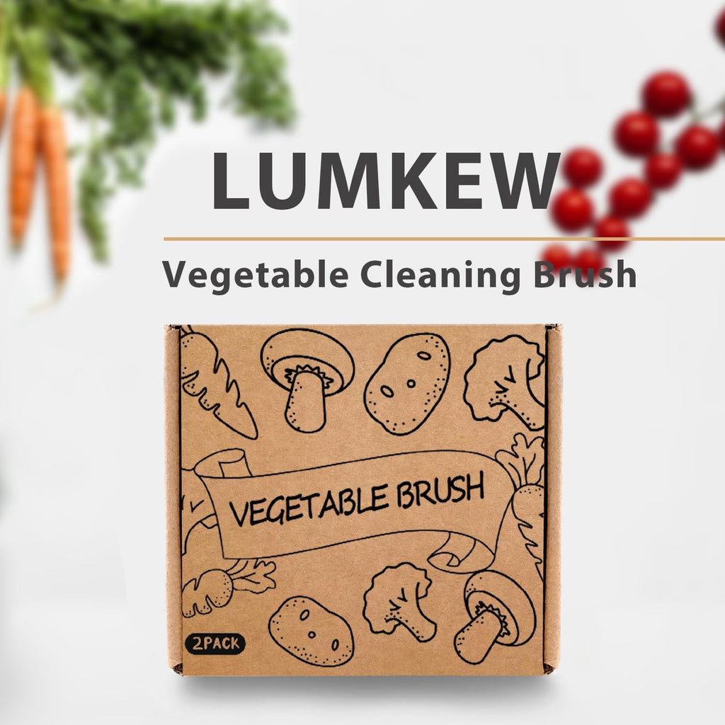 Wooden Vegetable Brush Scrubber for Food, Cute Potato Brush Scrubber with Hanging Rope, Natural-Wood Kitchen Veggie Scrubber Cleaning Potatoes, Carrots, Mushroom, Fruits (2)