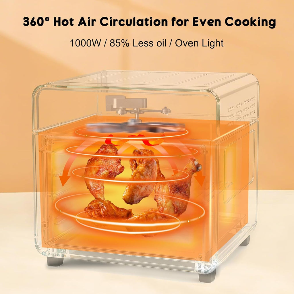 Skiennix 10QT Air Fryer Toaster Oven Combo - 5-in-1 Functions, 3-Layer Cooking, Visible Window, Ideal for Small Kitchens