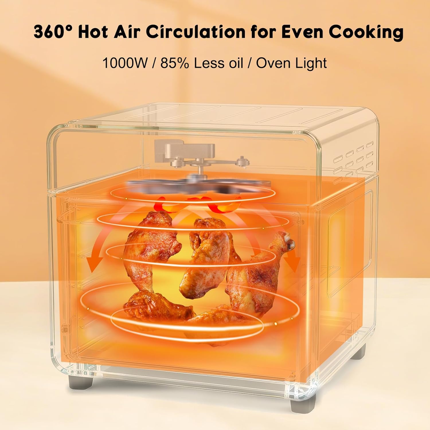 Skiennix 10QT Air Fryer Toaster Oven Combo - 5-in-1 Functions, 3-Layer Cooking, Visible Window, Ideal for Small Kitchens