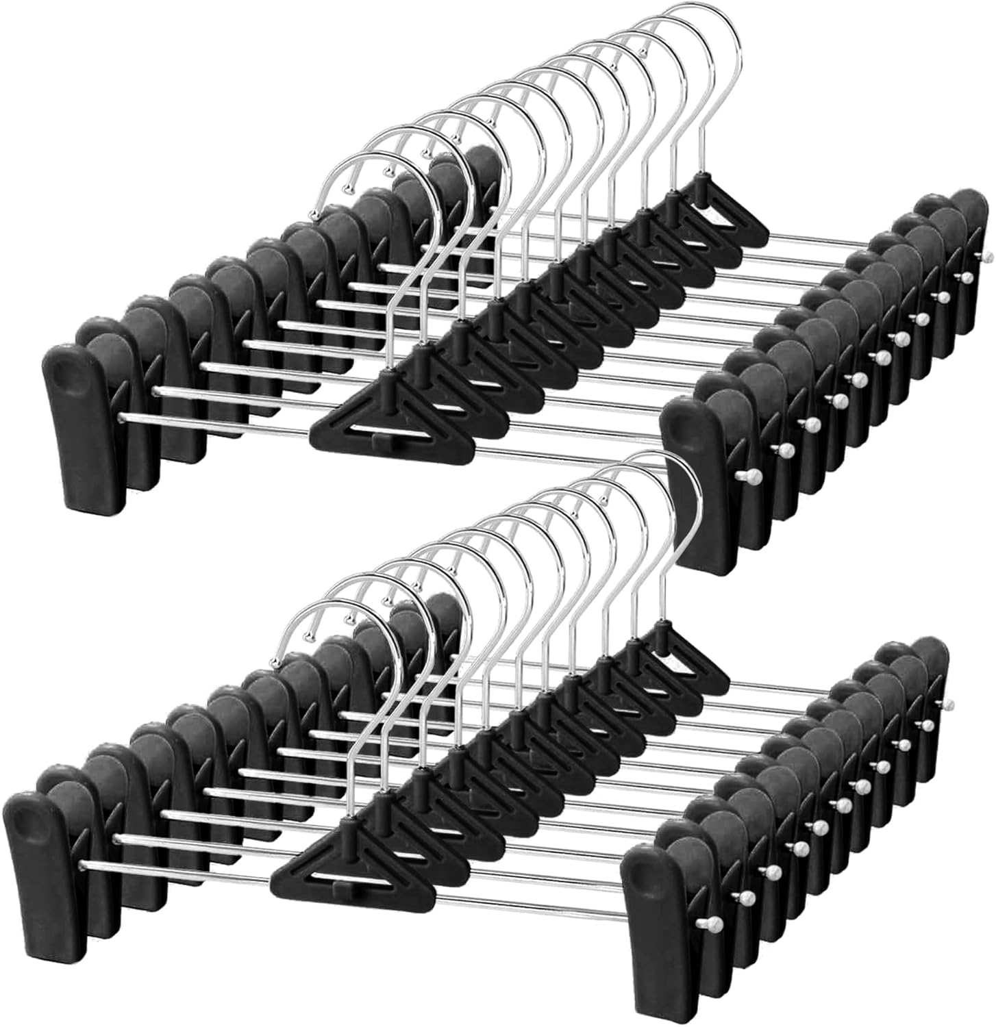Northern Brothers Pants Hangers with Clips - 30 Pack Black | Space-Saving, Non-Slip Design for Jeans, Shorts & Skirts