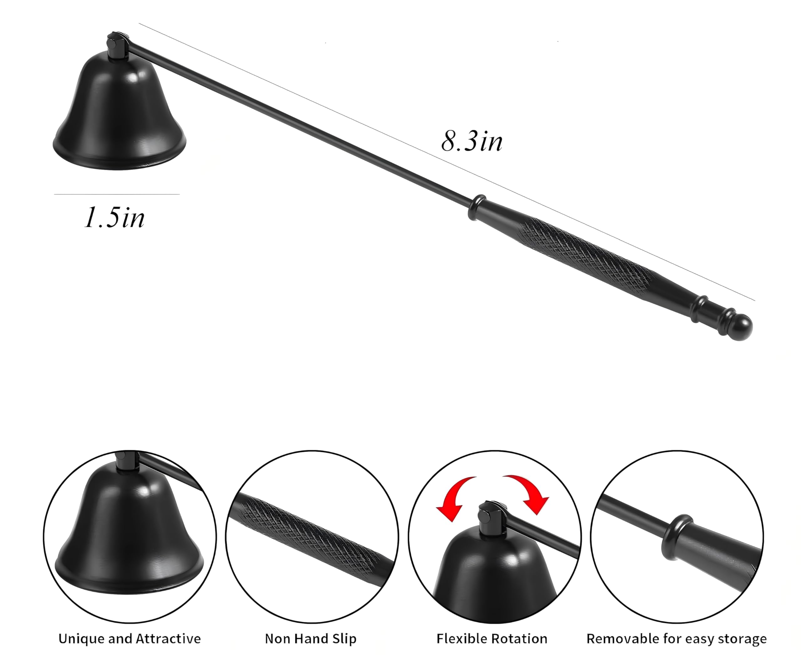 Noneea 2PCS Candle Snuffer, Extinguish Candle Flame Safely with Long Handle Putting Out Fire, Candle Extinguisher Tool