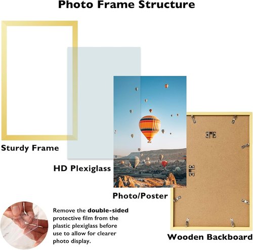 JCJMY 13x22 Gold Picture Frame - Versatile Horizontal & Vertical Wall Hanging for Posters & Photos