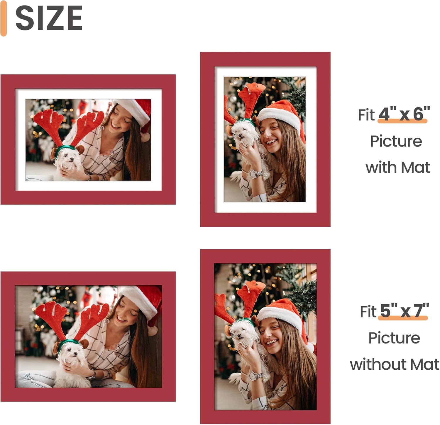 Upsimples 5x7 Picture Frame - Versatile Display for 4x6 Photos with Mat | Red, 1 Pack