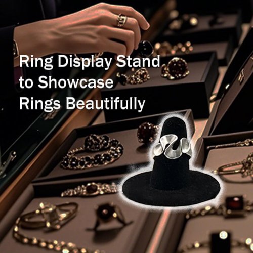 Black Velvet Ring Display Stand, 10PCS Ring Holder and Organizer, Jewelry Display Stand for Storage