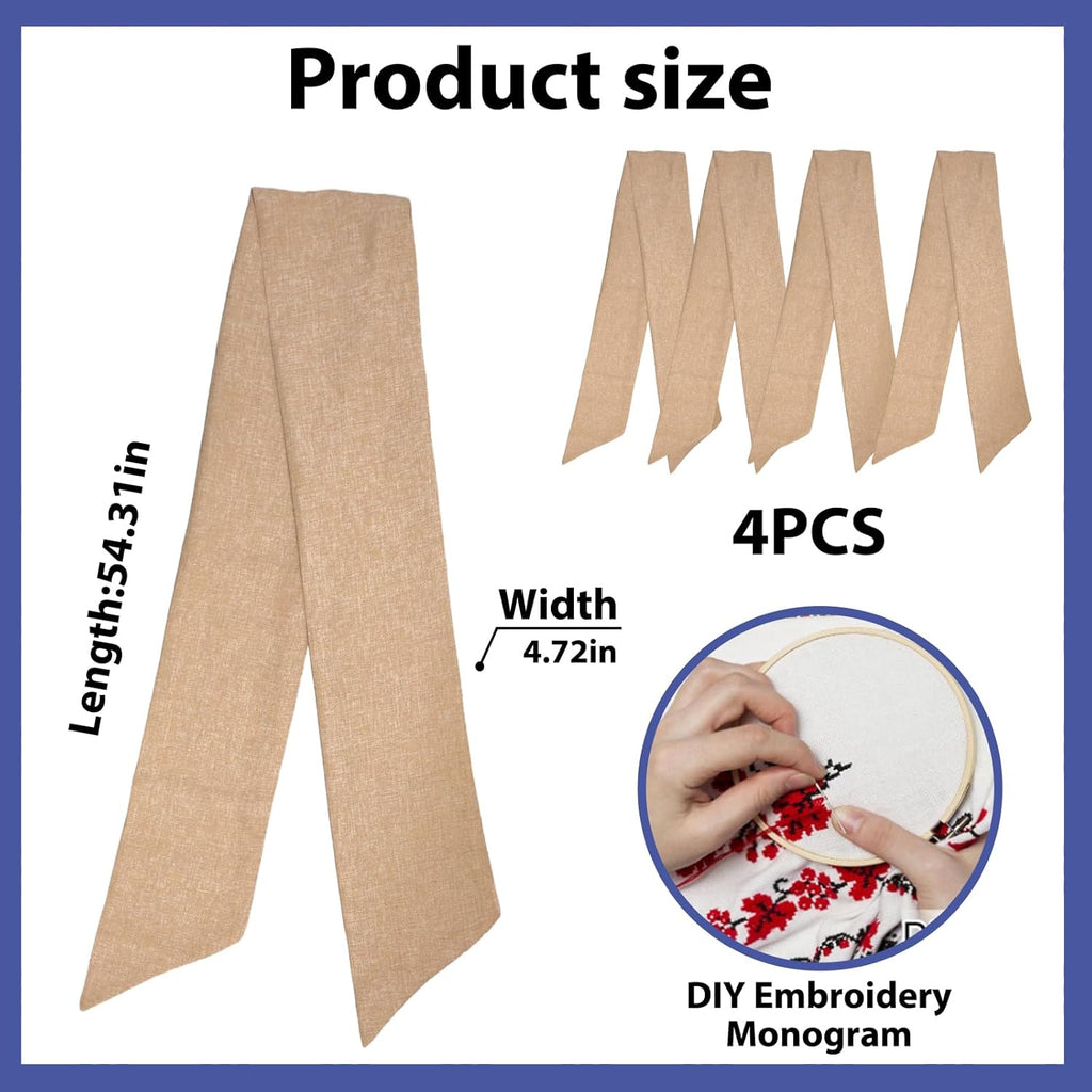 Skiennix Christmas Wreath Sash - Natural Cotton Decor for Front Door | 4 Pcs Set for Holiday Celebrations