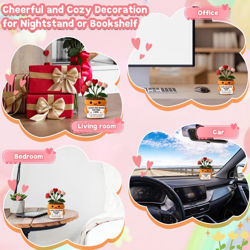Valentine’s Day Decrations for Women Her - Anniversary Wedding Birthday Gifts for Wife Girlfriend Gf Fiancee Crochet Heart Flower Keepsake with Romantic Message Card - Couples Easter Basket Stuffers