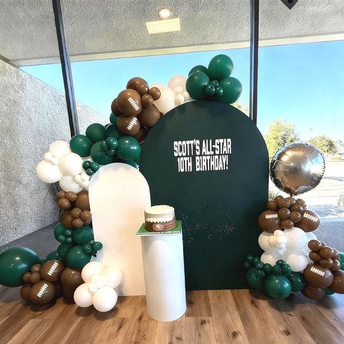 Football Balloons, 12 Inch Dark Green Black Sand with Brown Printed Sports Latex Balloon for Football Sport Themed Birthday Party Decor Baby Shower Decorations Supplies