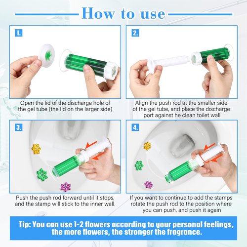 Heigble 8 Pcs Toilet Gels 112 Count 8 Kinds Flower Stamp Bowl Gel Scent Toilet Stain Removal Cleaner Air Freshener Flower Stamps Pack for Bathtubs Bathroom