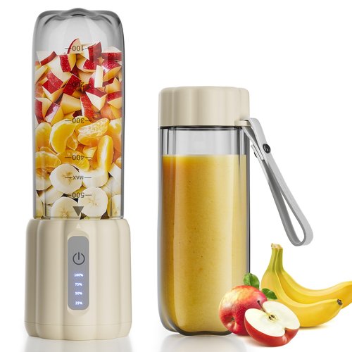 COKUNST 17Oz Portable Blender with 6 Blades, USB-C Rechargeable Personal Smoothie Maker for Shakes & Juices, Compact Mini Mixer for Home, Office & Travel