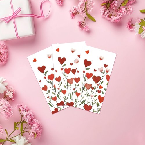 SMUAENSS 100Pcs Valentine's Day Guest Disposable Napkins - Watercolor Heart Floral Vine Design in Red & Pink, 3 Ply Dinner Hand Towels Heart Bathroom Napkins for Wedding Anniversary Party Table Decor