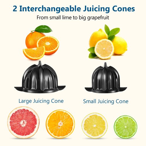 JUSANTE Citrus Juicer, Orange Juicer Machine, Stainless Steel Hands Free Lime Grapefruit Squeezer, Electric Citrus Juicer for Juice, Fruits, Lemons