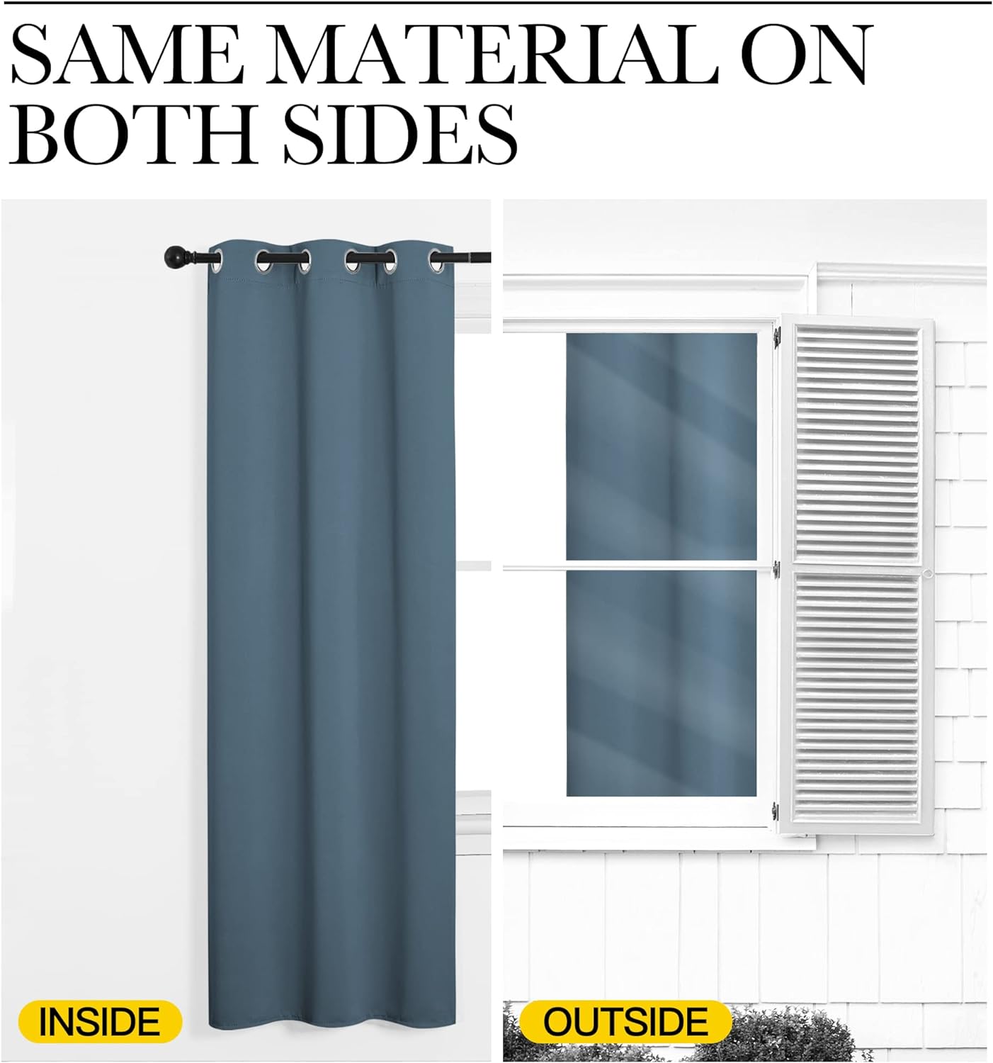NICETOWN Smoky Blue Blackout Curtains - 84 Inch Thermal Insulated Drapes for Large Windows | 2 Panels, 42" Wide
