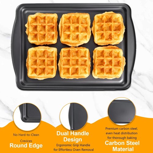 Carbon Steel Baking Sheet Set by [Brand Name] - Nonstick & Rust Resistant | Includes 2 Cooling Racks, 17 x 11 Inch