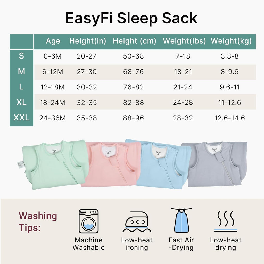 Skiennix Supersoft Bamboo Sleep Sack - Lightweight 0.5 Tog Toddler Wearable Blanket | 6-12 Months, Green & Gray (2 Pack)