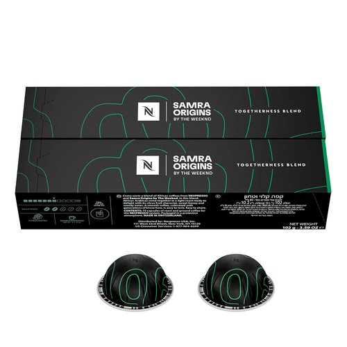 Nespresso | Samra Origins By The Weeknd Double Espresso Coffee Pods - Light Roast, 20-Count, 2.7 fl. Oz.