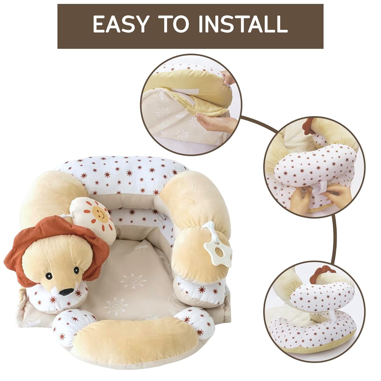 Aila+Aiden Tummy Time Mat & Seated Support - Sensory Toys for Newborns & Babies (Sand)