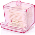 Tbestmax Cotton Swab Holder Dispenser - 10oz Bathroom Organizer for Qtips & Cotton Balls (Pink)
