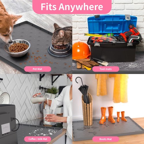 Sdpeia Under Sink Mat 22"×19" Waterproof Silicone Cabinet Liner & Sink Protector for Kitchen & Bathroom, Multi-Purpose Organizers Tray for Pets, Laundry, Cat Litter Mat,Gray