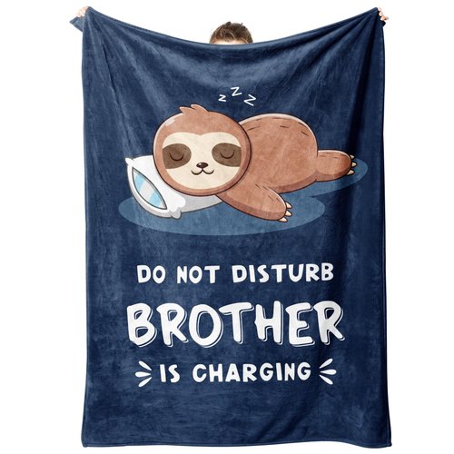 Funny Big Brother Gift, Brother is Charging Sloth Blanket, Birthday Gifts for Brothers Adult, Brother's Gitfs for Christmas Fathers Day, Soft Sloth Throws Blanket for Brothers 60" x 50"
