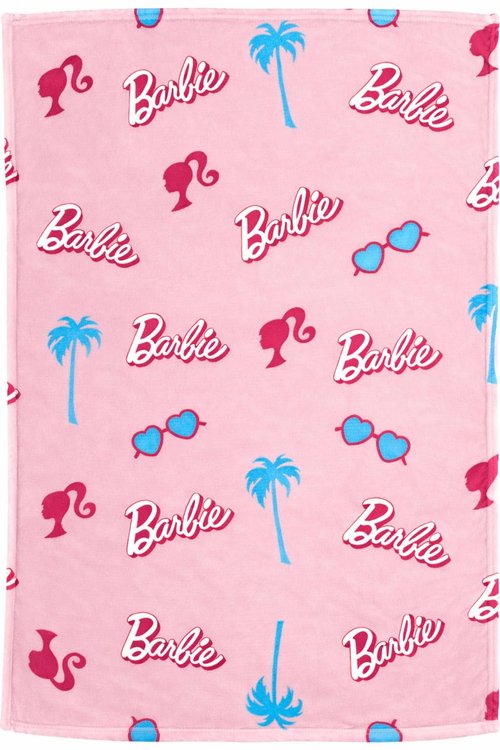 Barbie Blanket | Barbie Fleece Throw Blanket | Barbie Baby/Toddler Blanket Soft Plush Fleece | Pink Throw Rug | 30" x 40" | Pink/White | Officially Licensed