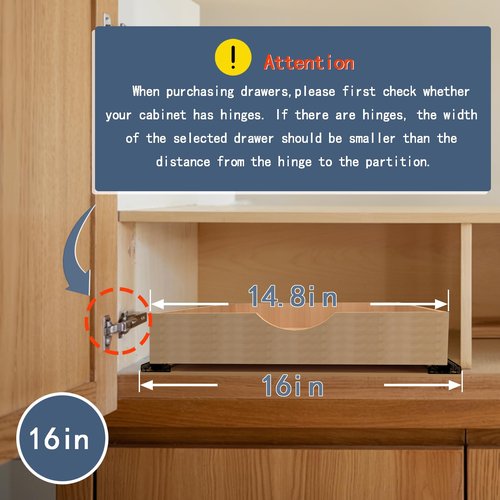 Draworia Pull Out Cabinet Drawers - 6x2 Size Options (12-23'W,18-21'D), Pre-Assembled with Soft Close Slides, Solid Beechwood, Easy Installation (16'W x 21'D)
