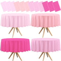 BCCSNNM 12 Pcs Round Valentines Tablecloth,Plastic Red Pink Tablecloths Disposable Table Covers for Valentine's Day Galentines Birthady Engagement Baby Shower Party Decorations,84 Inch