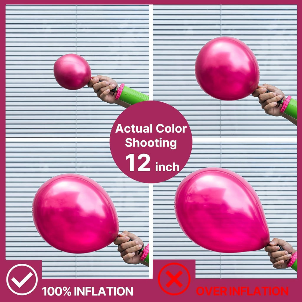 PartyWoo Hot Pink Balloons - 140-Piece Metallic Balloon Arch Kit for Engagements & Parties | 5-18 Inch Sizes