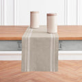 Solino Home Linen Table Runner 156 Inches Long - 100% Pure Linen White and Natural French Stripe Table Runner 14 x 156 Inch for Dining, Spring, Summer