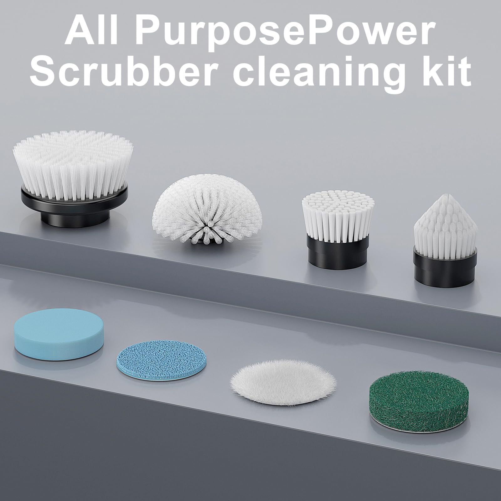 Replaceable Brush Heads Set,8 Pcs Set Suitable for Electric Spin Scrubber,Spin Brush Heads Replacement for Most Brands of ANS-8051A/8050 Cordless Shower Scrubber,for Home and Kitchen,Bathroom,Car