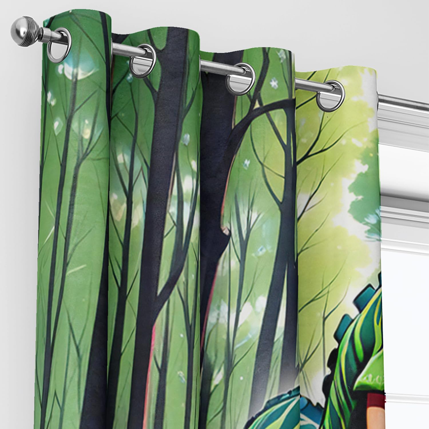 AILONEN Cartoon Truck Dinosaur Window Curtain,Kawaii Dinosaur Drapes Curtains for Bedroom Living Room for Boys Kids,Tropical Wildlife Window Treatments Drapes, 42" W x 63" H (2 Panels)