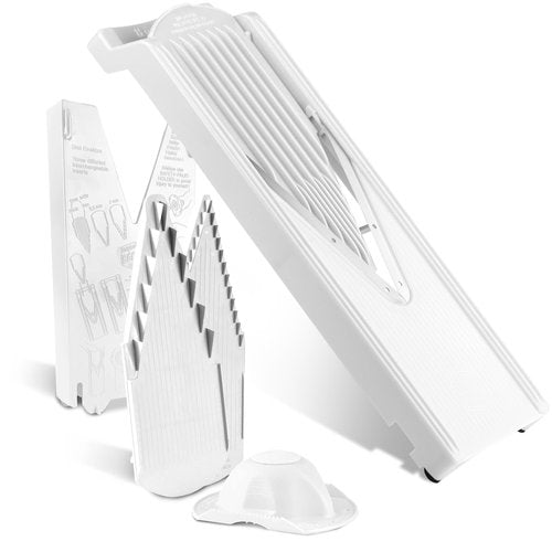 Börner Mandoline Slicer V3 (Starter Set) • V-Slicer for 5 Cutting Styles with Fruit Holder • Adjustable Vegetable Slicer for Vegetables & Fruits • Stainless Steel V-Blade • Color: White