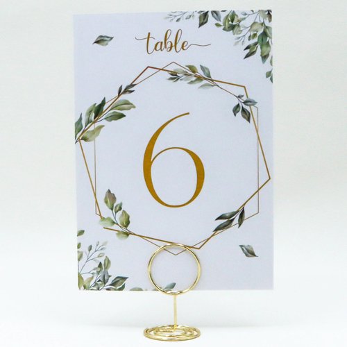 Wedding Table Numbers 1-20 for Wedding Reception with Gold Holders (Eucalyptus W/Gold Holder)
