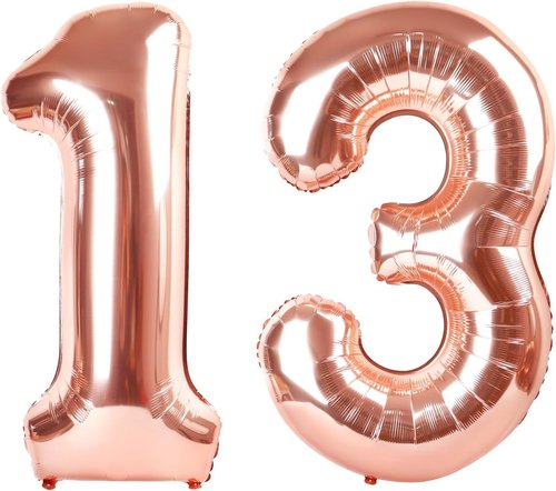 13 Balloon Number | 40-Inch Rose Gold Balloons for Boys & Girls Birthday, Wedding, Graduation Decor