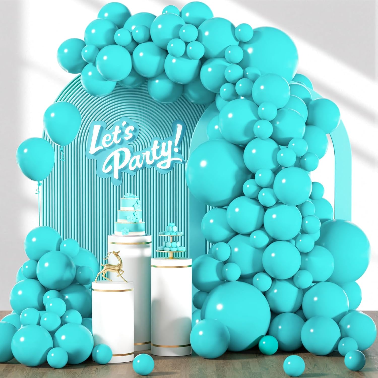 Skiennix Teal Balloon Arch Kit - 120pcs Turquoise Balloons in 5-18 Inch Sizes for Weddings, Baby Showers, and Parties